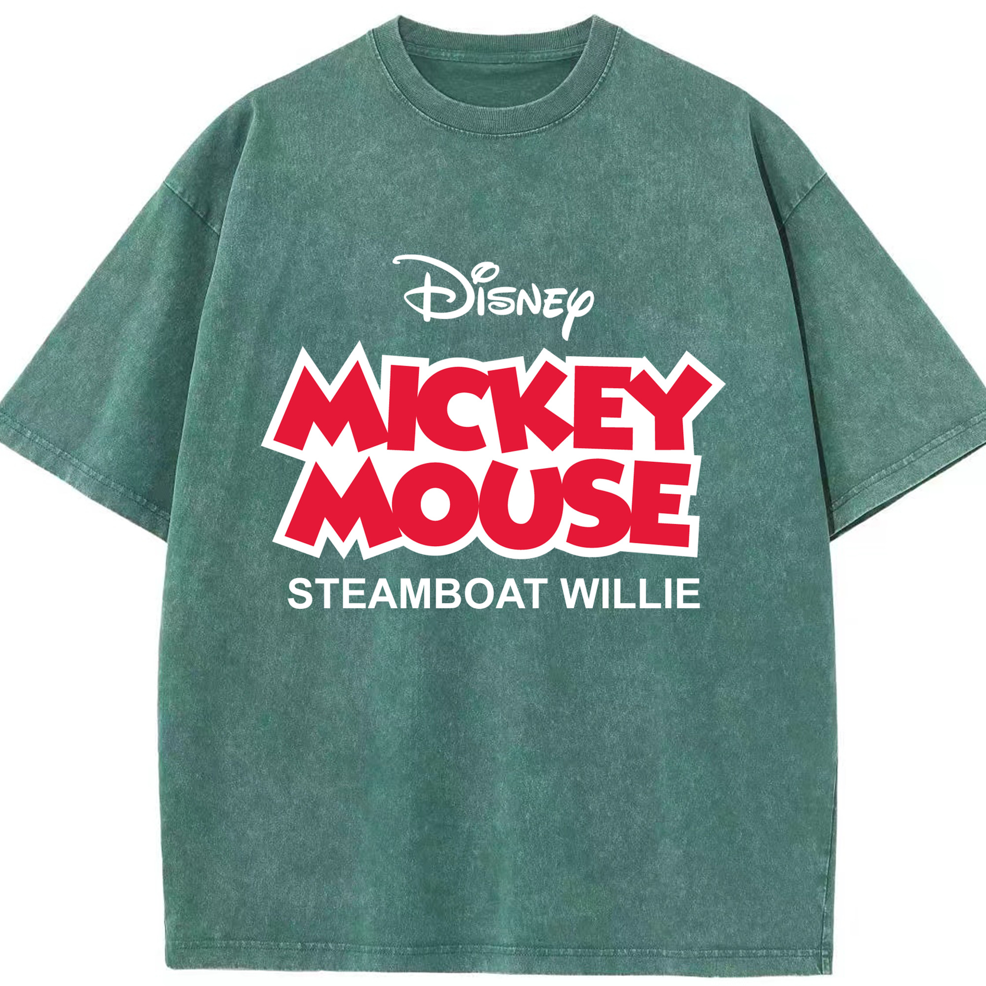 （画像用） ミッキーマウス Mickey Mouse 綿100% ヴィンテージ風 半袖Tシャツ（フロントプリント）